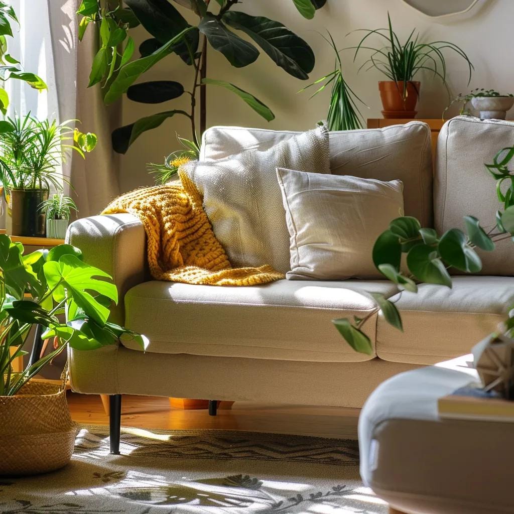 Cozy living room with clean upholstery, showcasing the importance of upholstery cleaning and maintenance